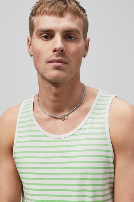 Mens Green Striped Tank Top
