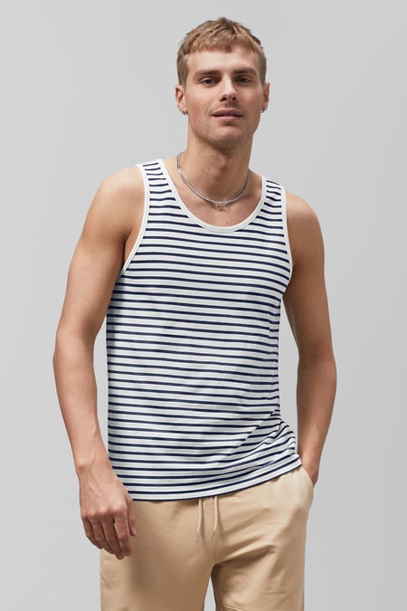 Mens Green Striped Tank Top