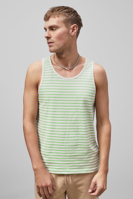 Mens Green Striped Tank Top