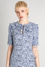 Double Layer Ruffles And Tie Fastening Midi Dress