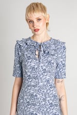 Double Layer Ruffles And Tie Fastening Midi Dress