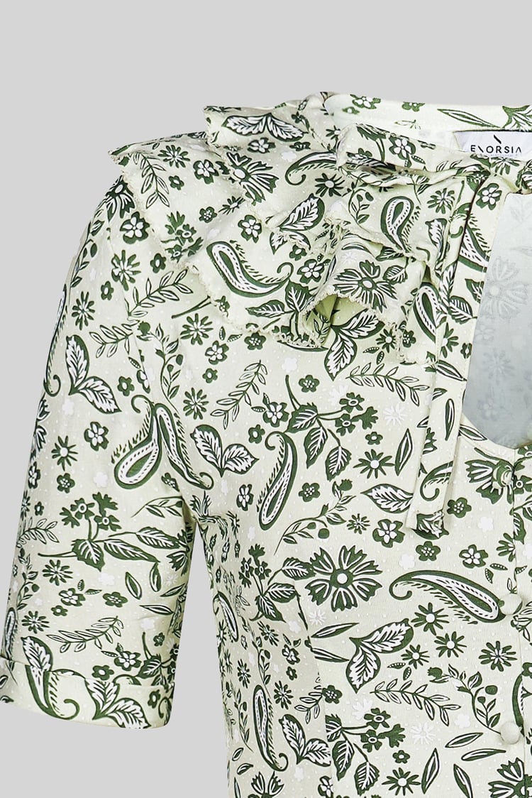 Double Layer Ruffles And Tie Fastening Midi Dress