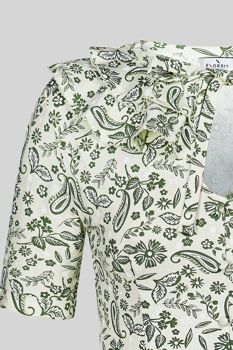 Double Layer Ruffles And Tie Fastening Midi Dress