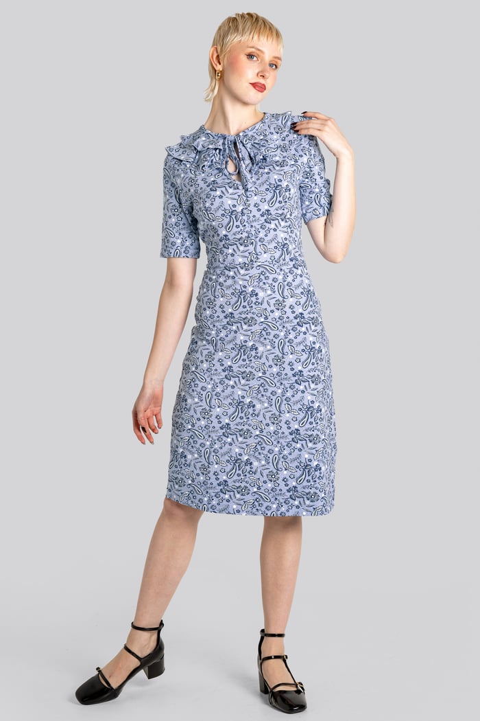 Double Layer Ruffles And Tie Fastening Midi Dress