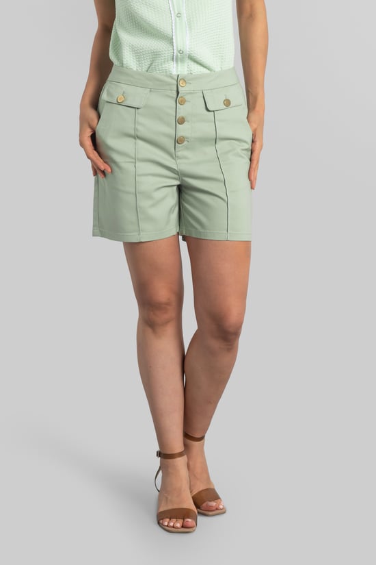 Golden Button Front High Waisted Short