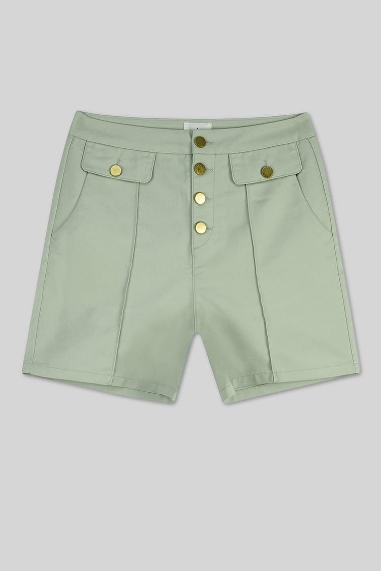 Golden Button Front High Waisted Short