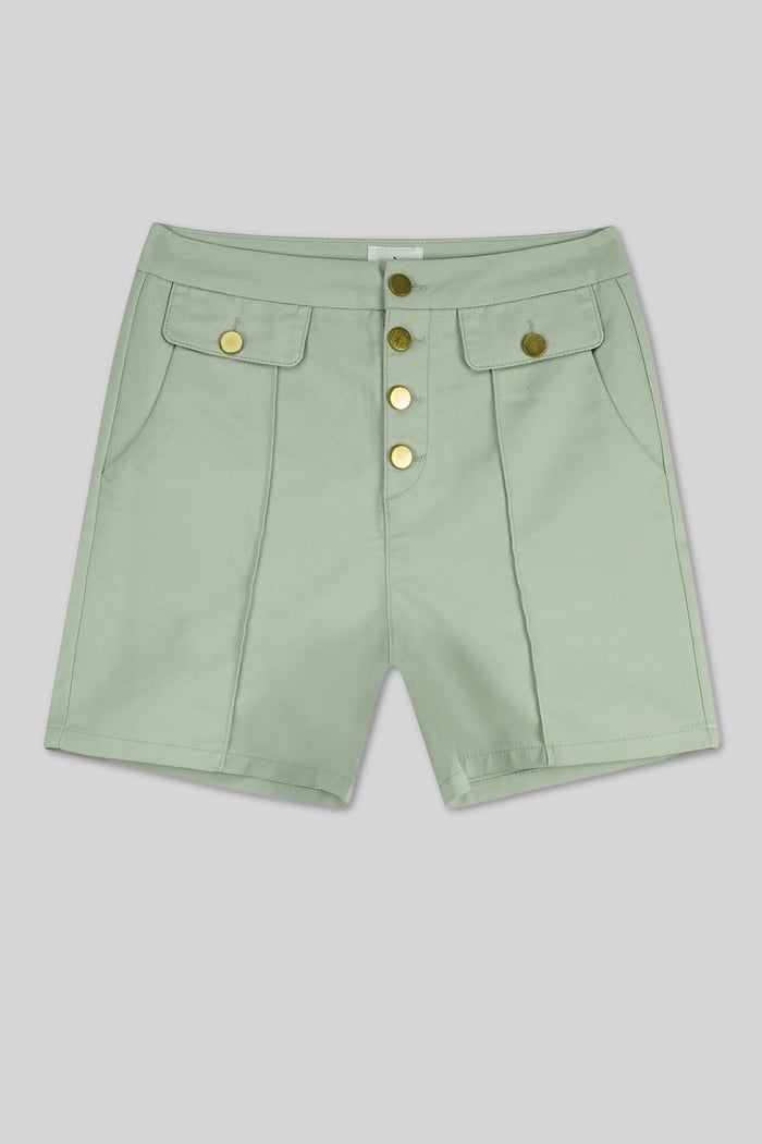 Golden Button Front High Waisted Short