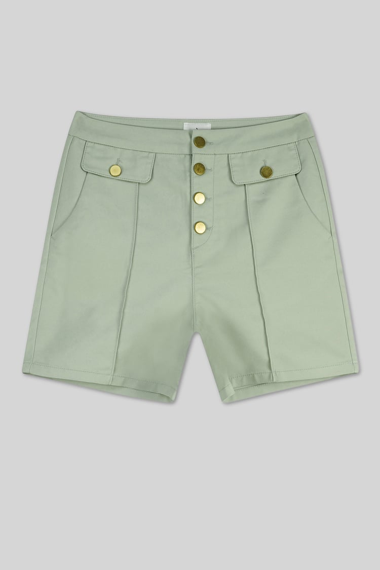 Golden Button Front High Waisted Short