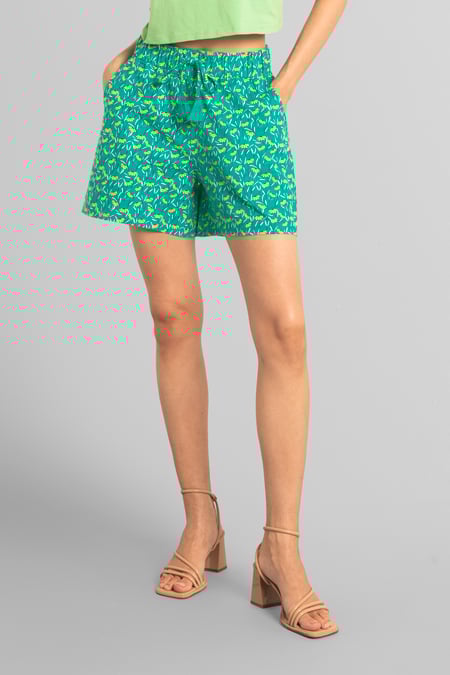 Womens Blue Floral Printed Shorts