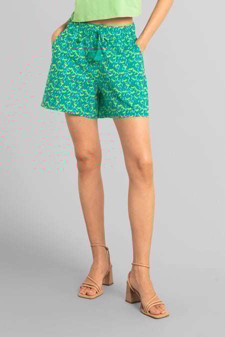 Womens Blue Floral Printed Shorts