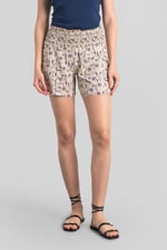 Smocked High-Waisted Printed Shorts