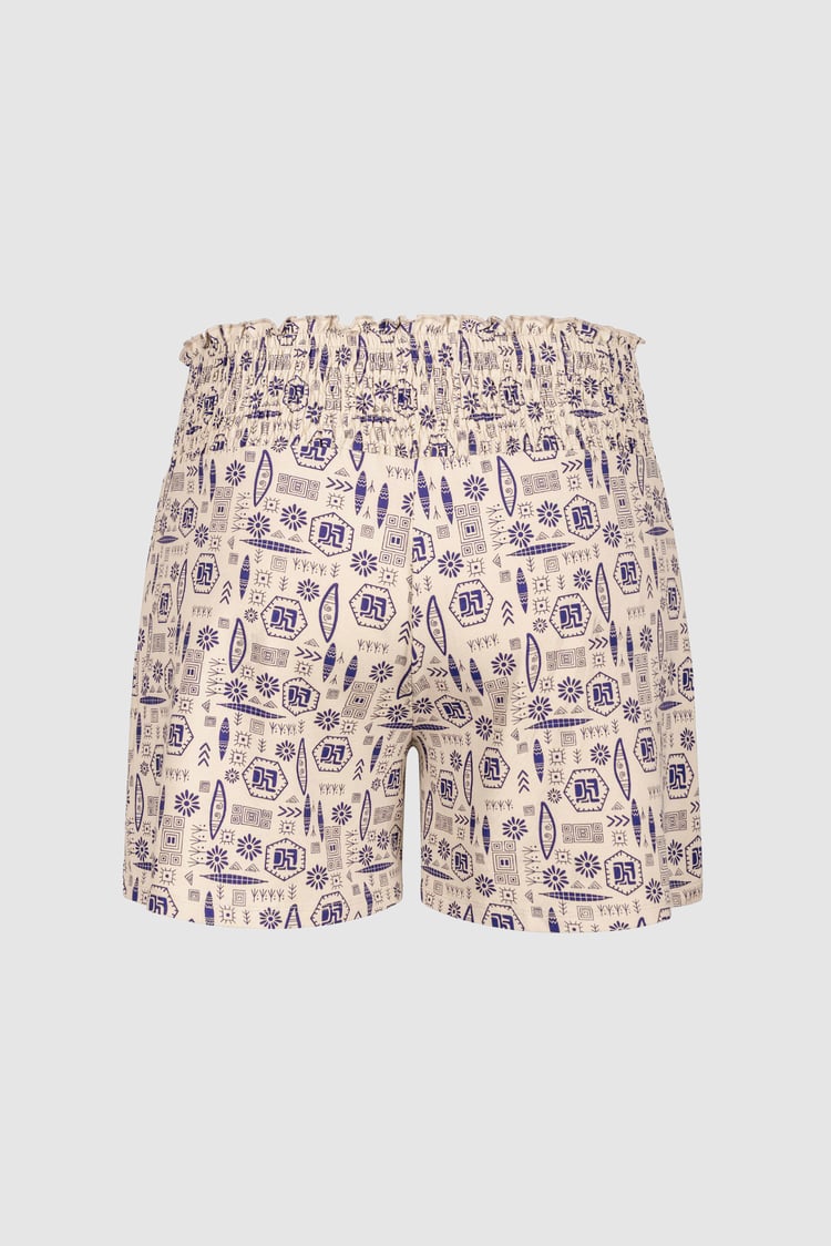 Smocked High-Waisted Printed Shorts