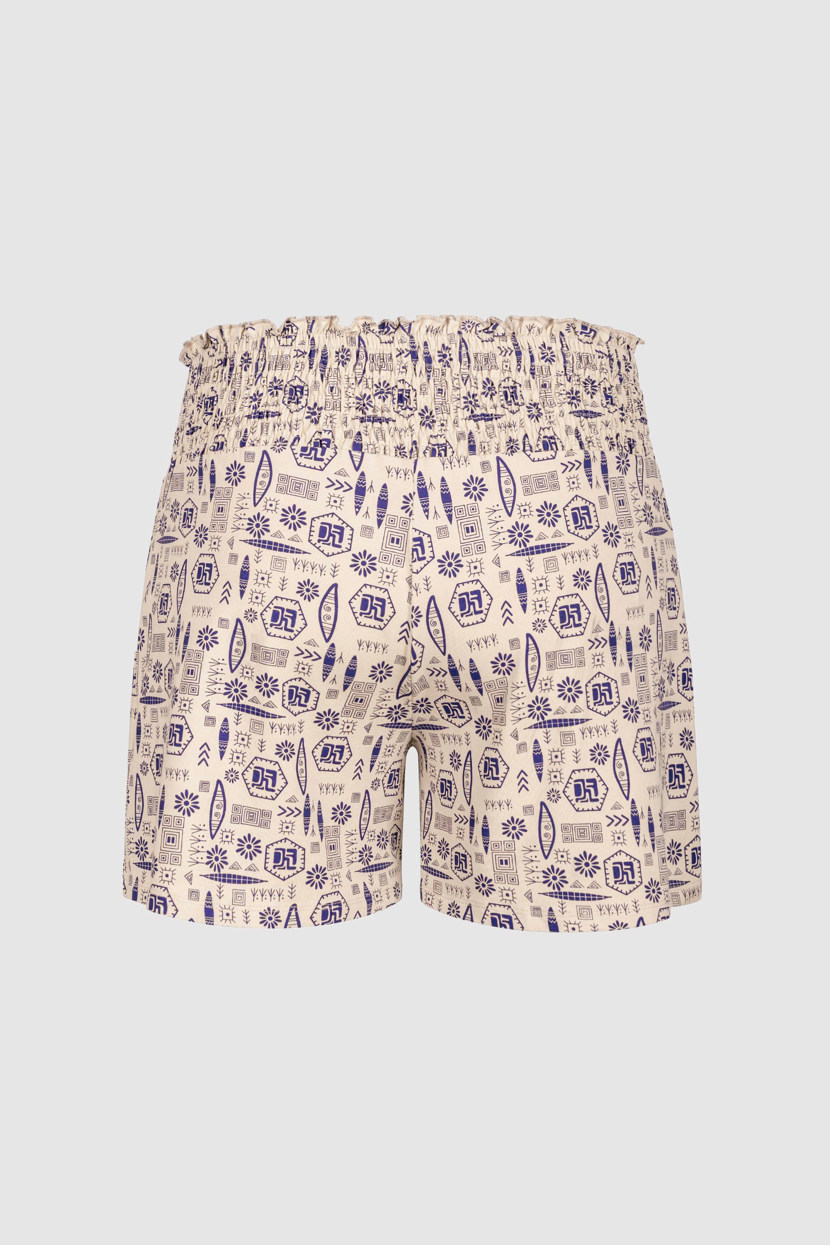 Smocked High-Waisted Printed Shorts