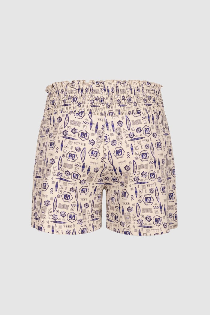 Smocked High-Waisted Printed Shorts