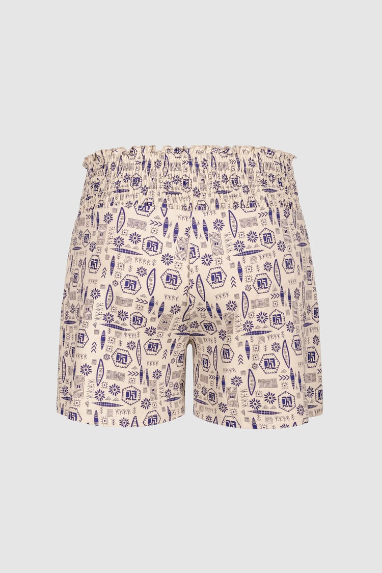 Smocked High-Waisted Printed Shorts