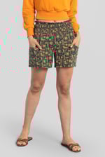 Smocked High-Waisted Printed Shorts