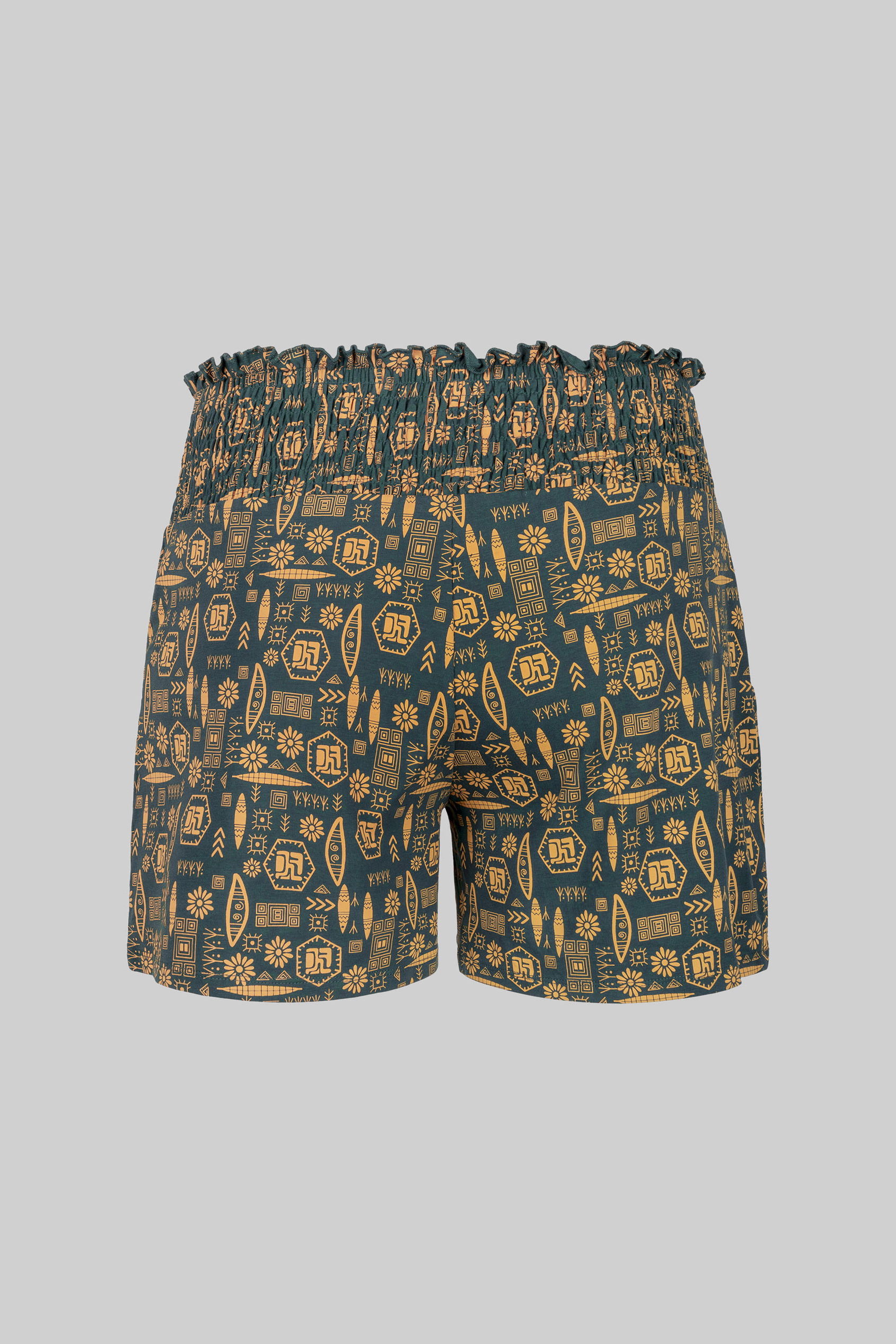 Smocked High-Waisted Printed Shorts