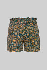 Smocked High-Waisted Printed Shorts