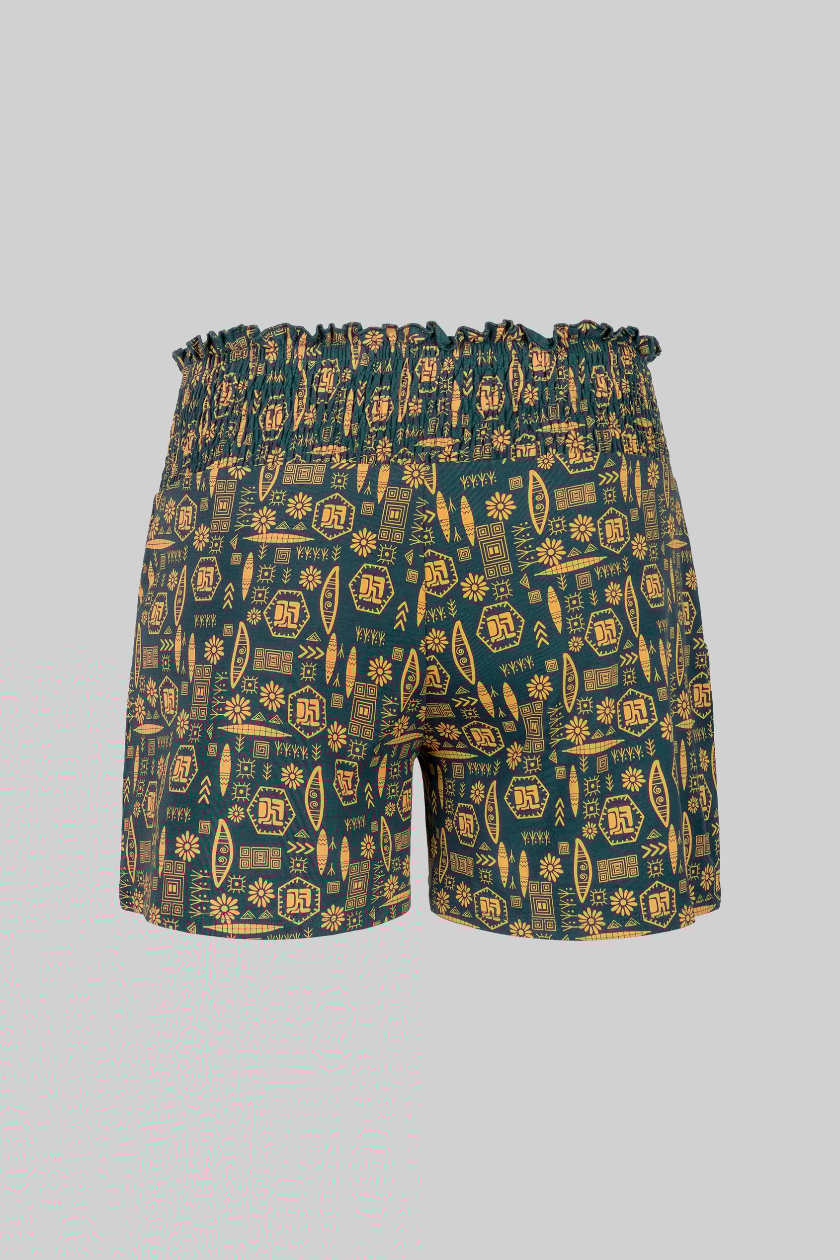 Smocked High-Waisted Printed Shorts