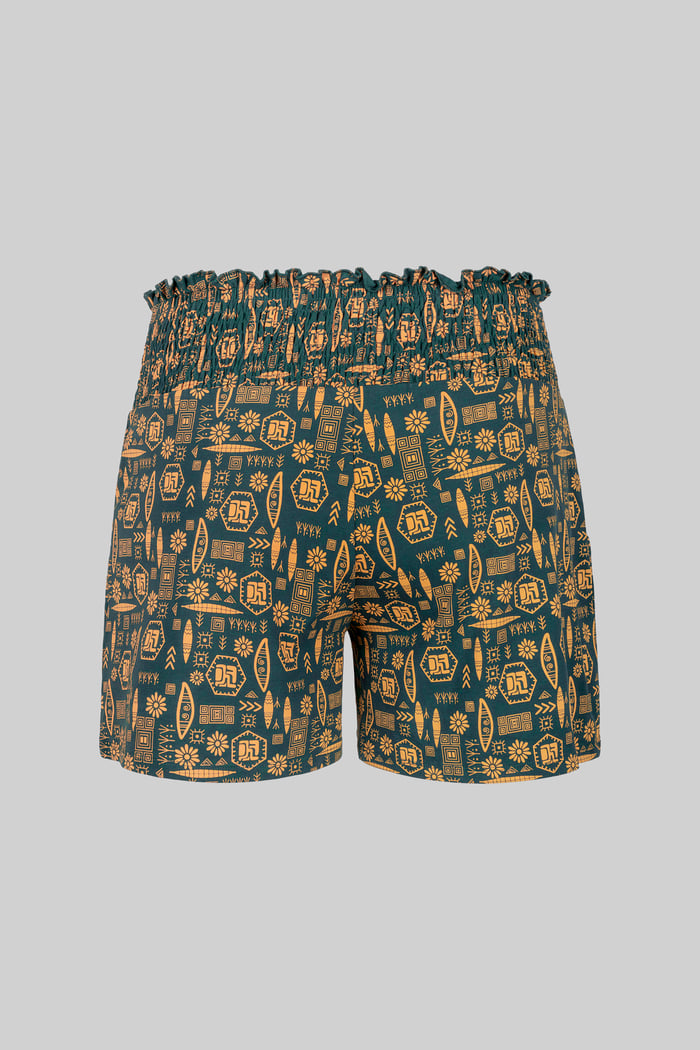 Smocked High-Waisted Printed Shorts