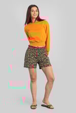 Smocked High-Waisted Printed Shorts