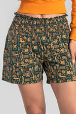 Smocked High-Waisted Printed Shorts