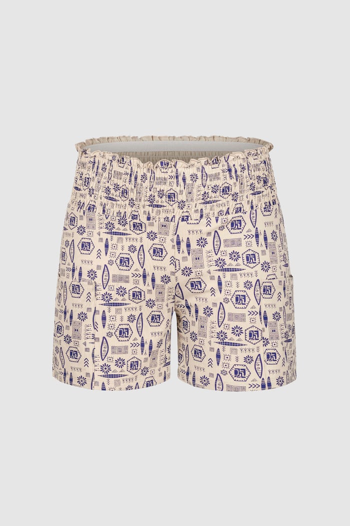 Smocked High-Waisted Printed Shorts