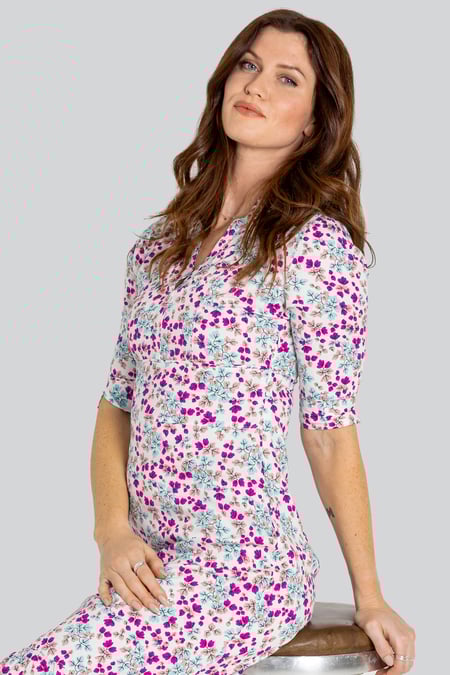 White Floral Printed A-Line Maxi Dress