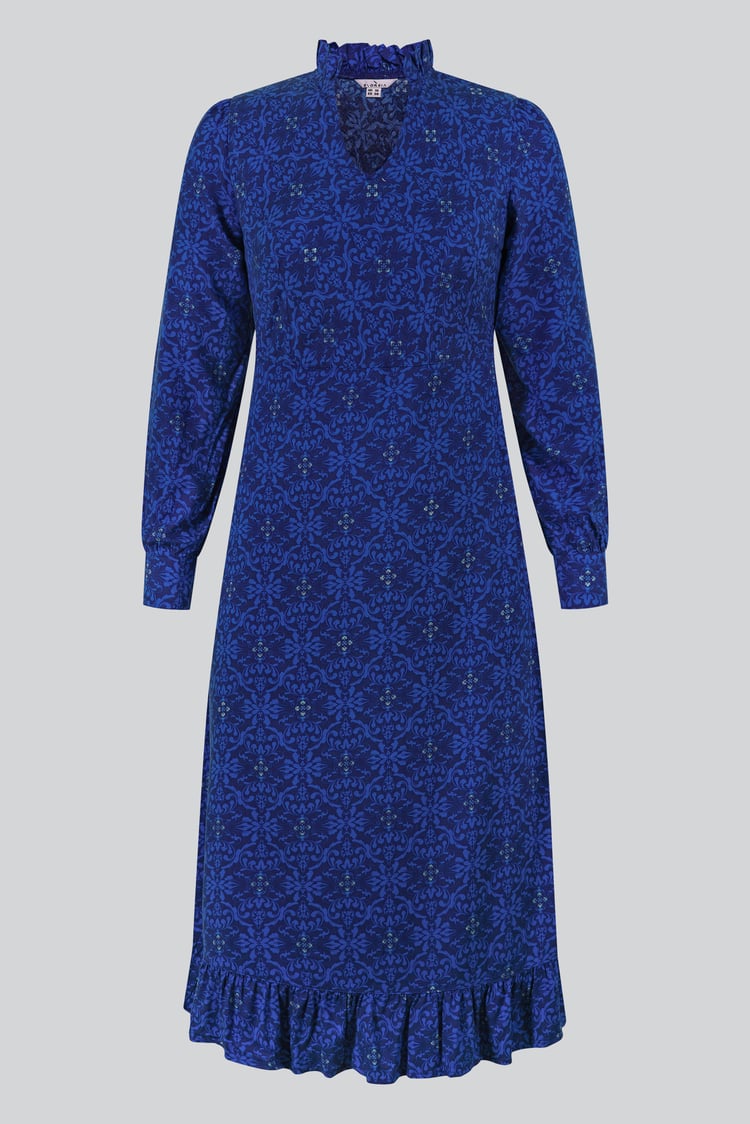 V-Neck Puff Sleeve Midi Dress