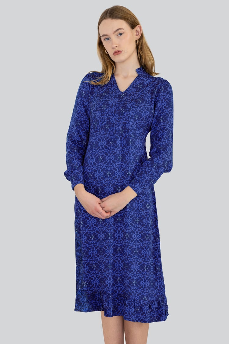 V-Neck Puff Sleeve Midi Dress