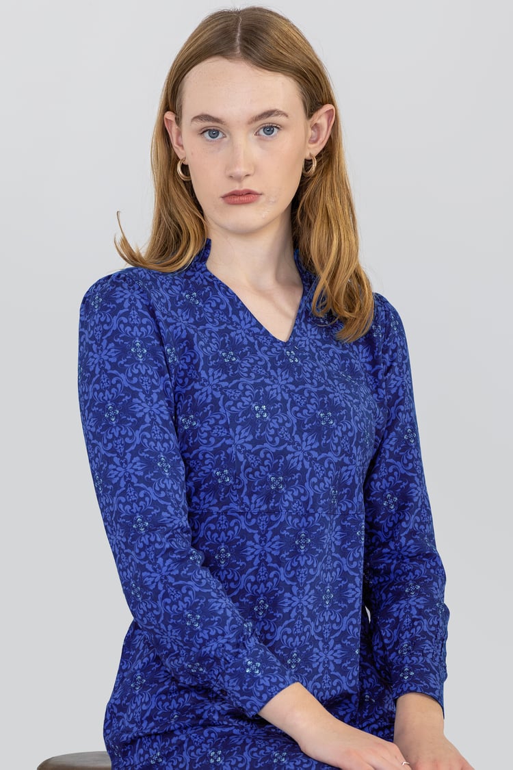 V-Neck Puff Sleeve Midi Dress