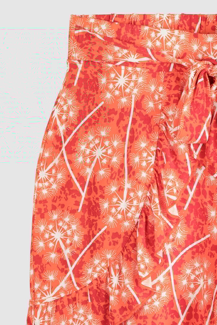 Womens Ruffle Tie-Front Dandelion Printed Shorts