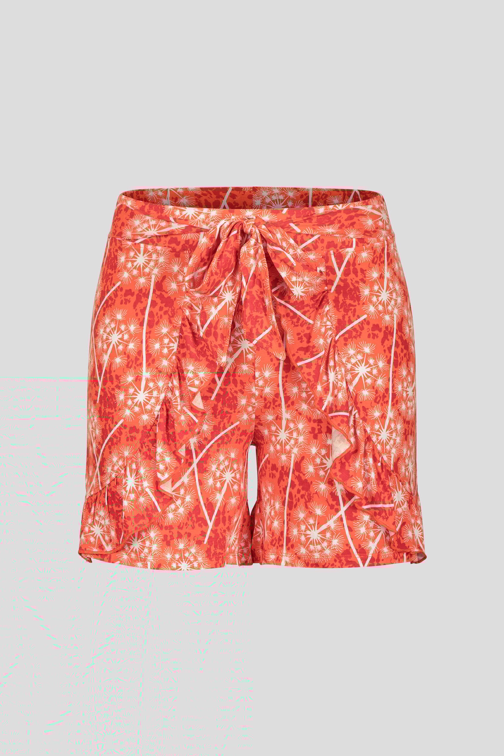 Womens Ruffle Tie-Front Dandelion Printed Shorts