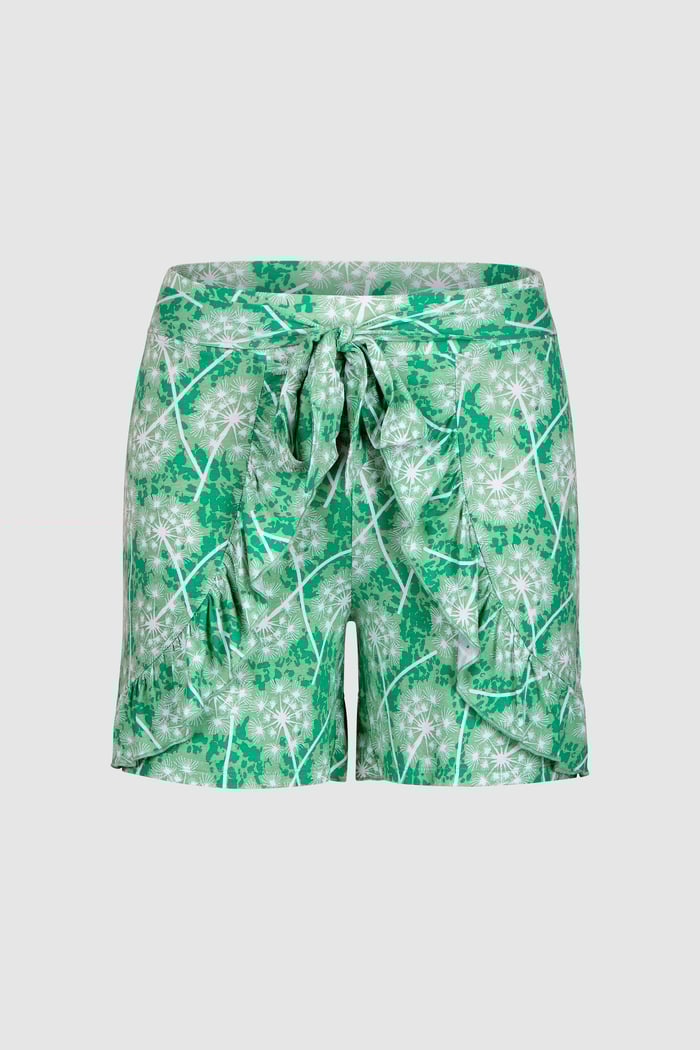 Womens Ruffle Tie-Front Dandelion Printed Shorts