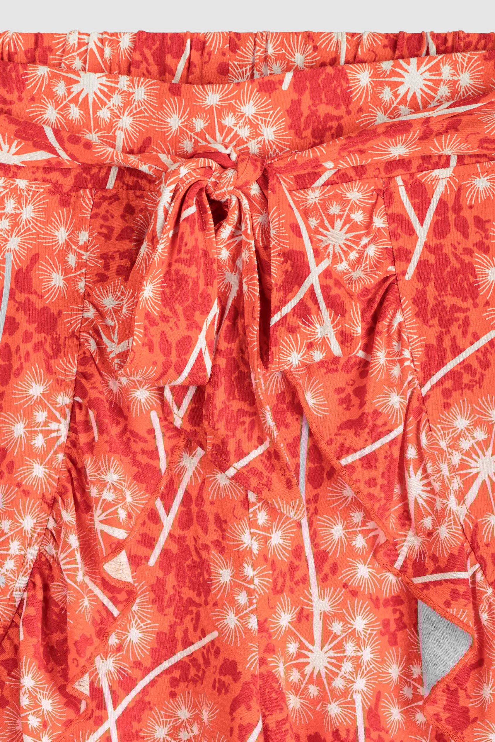 Womens Ruffle Tie-Front Dandelion Printed Shorts