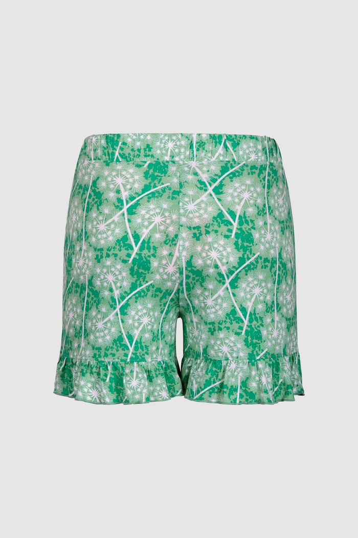 Womens Ruffle Tie-Front Dandelion Printed Shorts