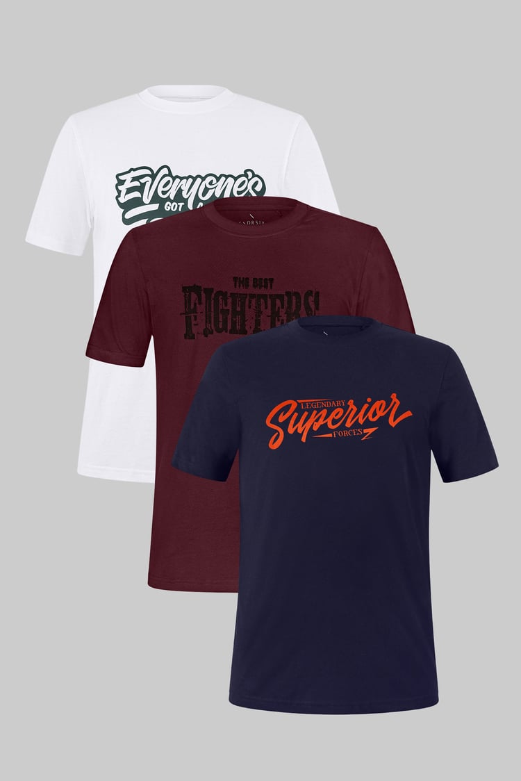 Printed T-Shirts 3 Pcs Pack Short Sleeves