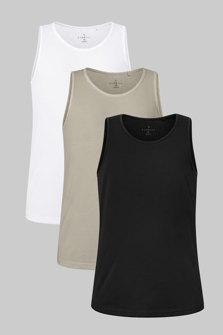 Men's White/Stone/Black Cotton Jersey Vest 3 pcs PK
