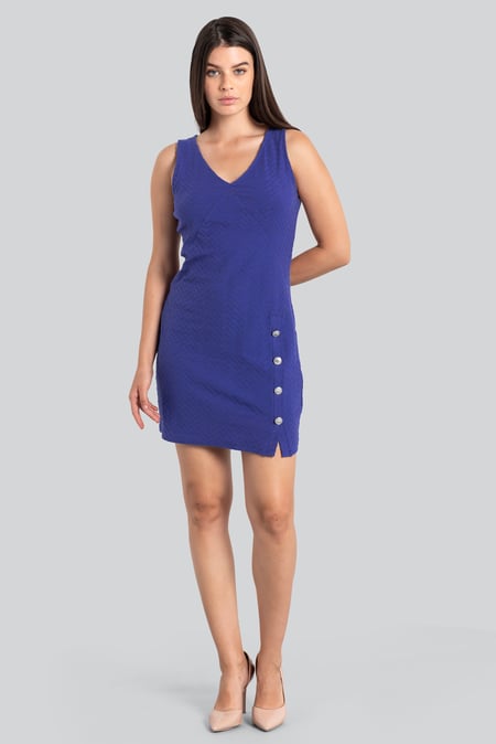 Womens Pink Sleeveless Button Detail Mini Dress