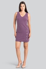 Womens Sleeveless Button Detail Mini Dress