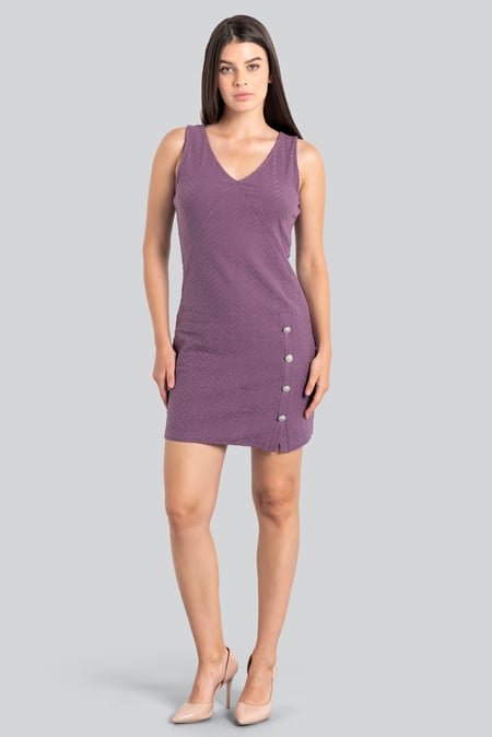 Womens Pink Sleeveless Button Detail Mini Dress