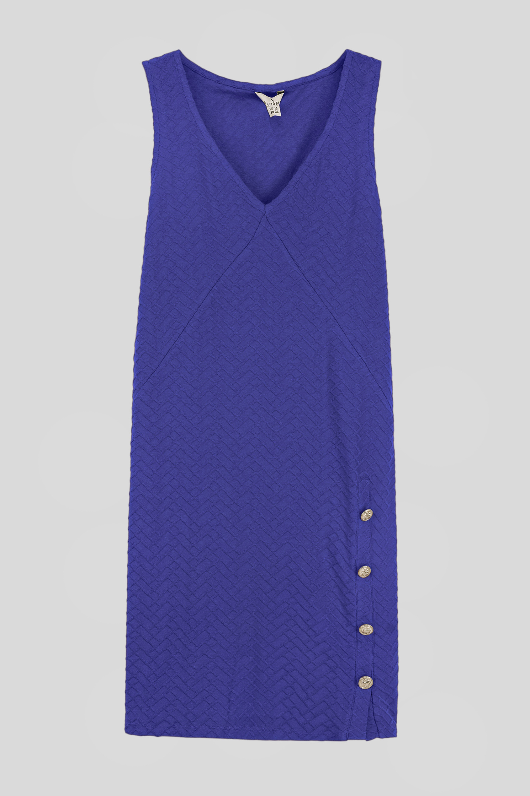 Womens Sleeveless Button Detail Mini Dress