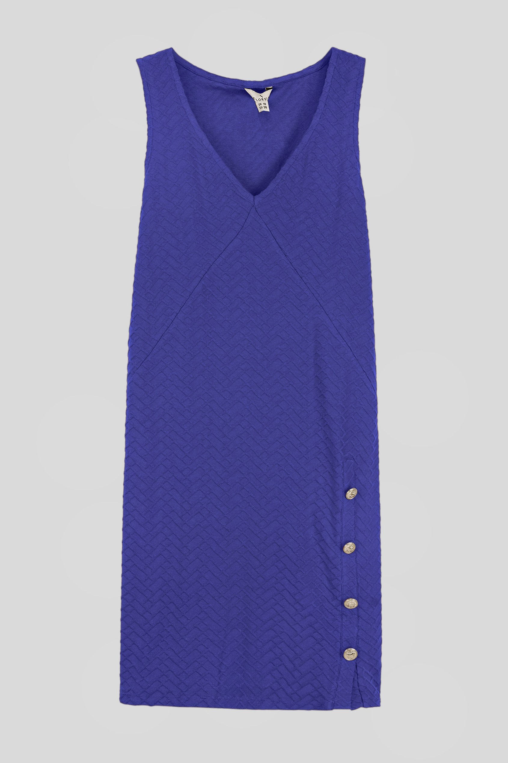 Womens Sleeveless Button Detail Mini Dress