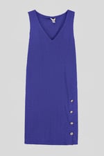 Womens Sleeveless Button Detail Mini Dress