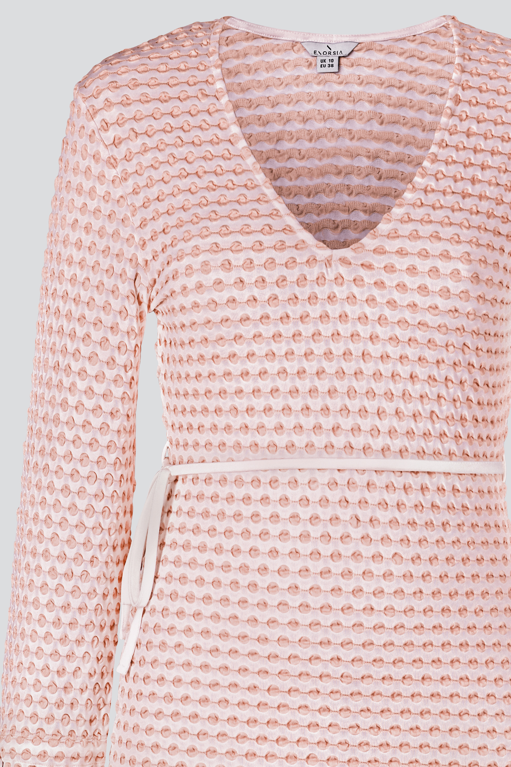 Textured Stretch Jersey Long Sleeve Midi Dress