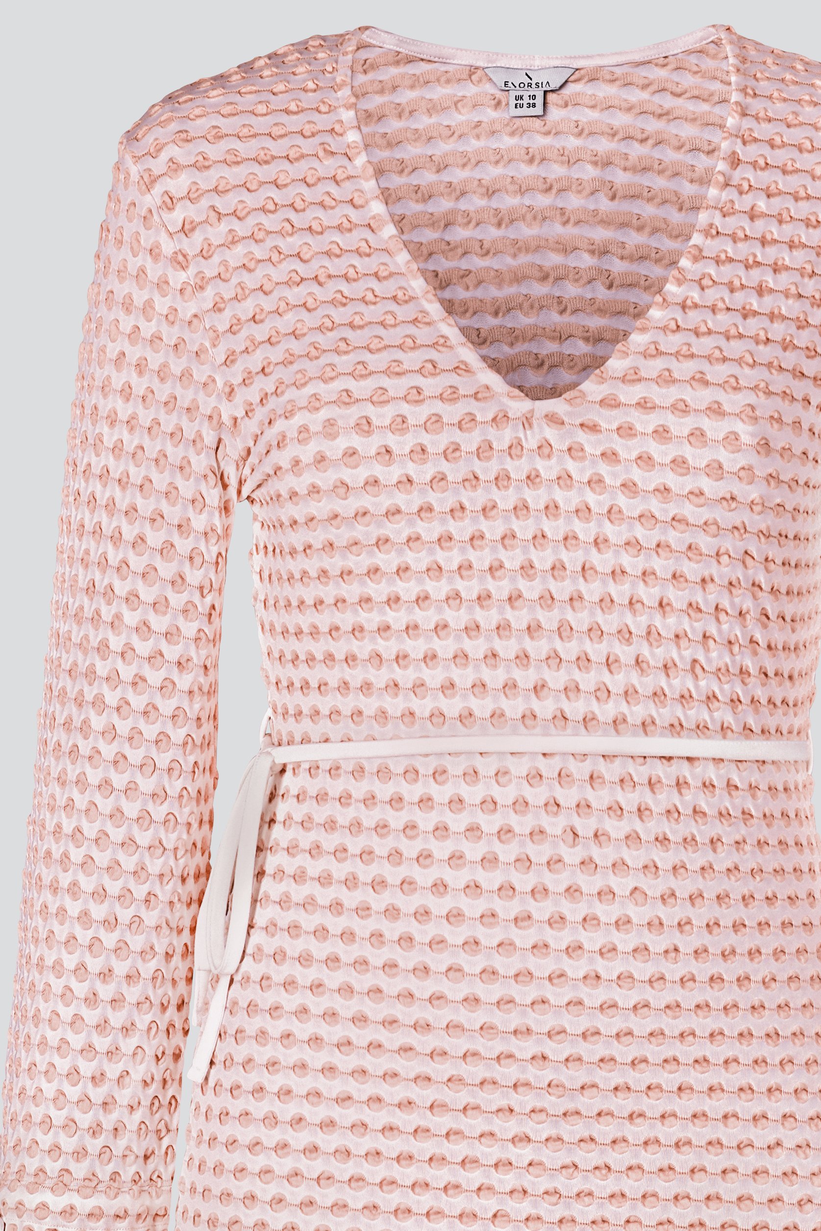 Textured Stretch Jersey Long Sleeve Midi Dress