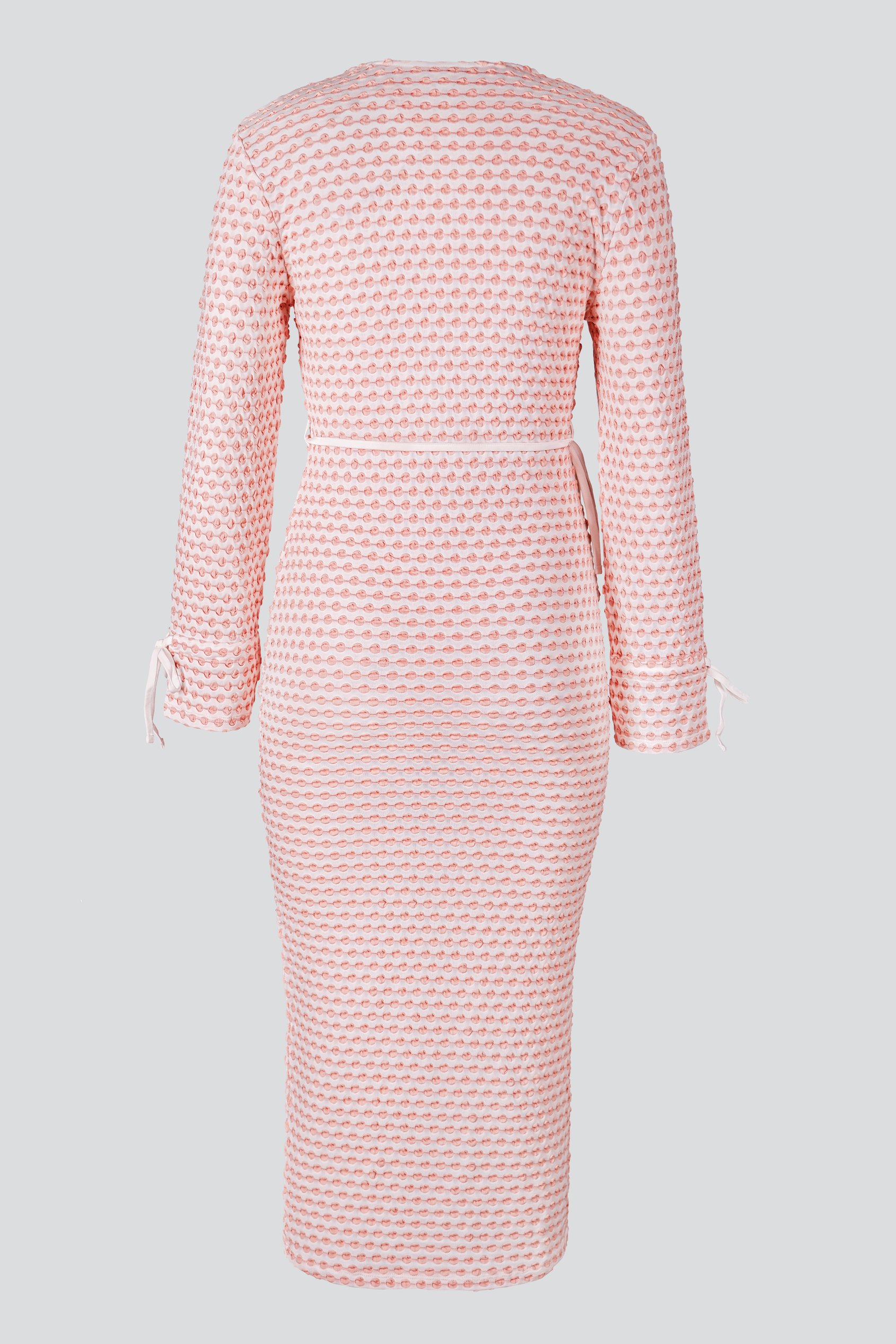 Textured Stretch Jersey Long Sleeve Midi Dress