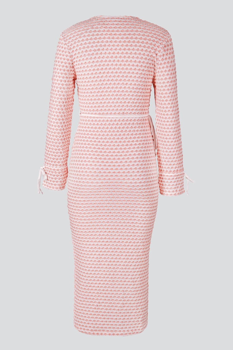 Textured Stretch Jersey Long Sleeve Midi Dress