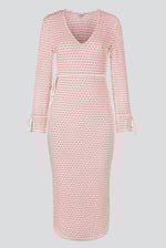 Textured Stretch Jersey Long Sleeve Midi Dress