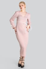 Textured Stretch Jersey Long Sleeve Midi Dress